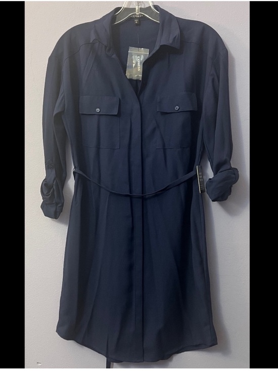 Express Dresses & Skirts - EXPRESS Navy Shirt Dress with Tie Belt